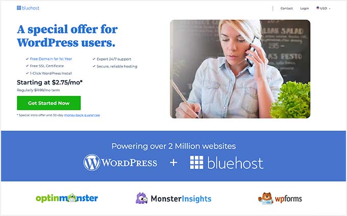 Bluehost offer for WPBeginner readers