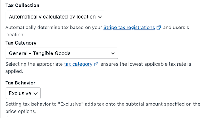 Calculating tax automatically using WP Simple Pay