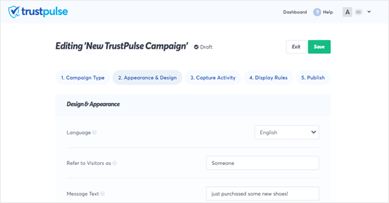 Changing the default text of the TrustPulse message